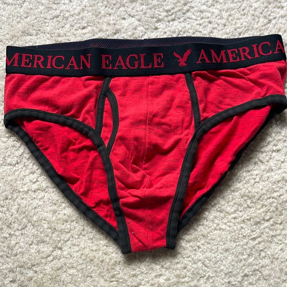 American Eagle AE red brief LARGE VINTAGE cotton blend